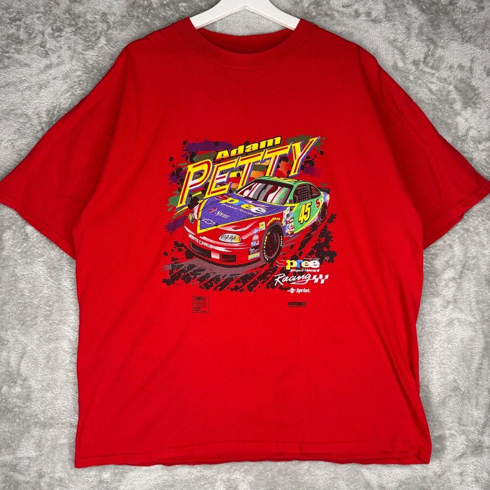 Vtg 90s Adam Petty T-Shirt Mens 2XL Red Spree Racing Nascar Wateree Monte Carlo